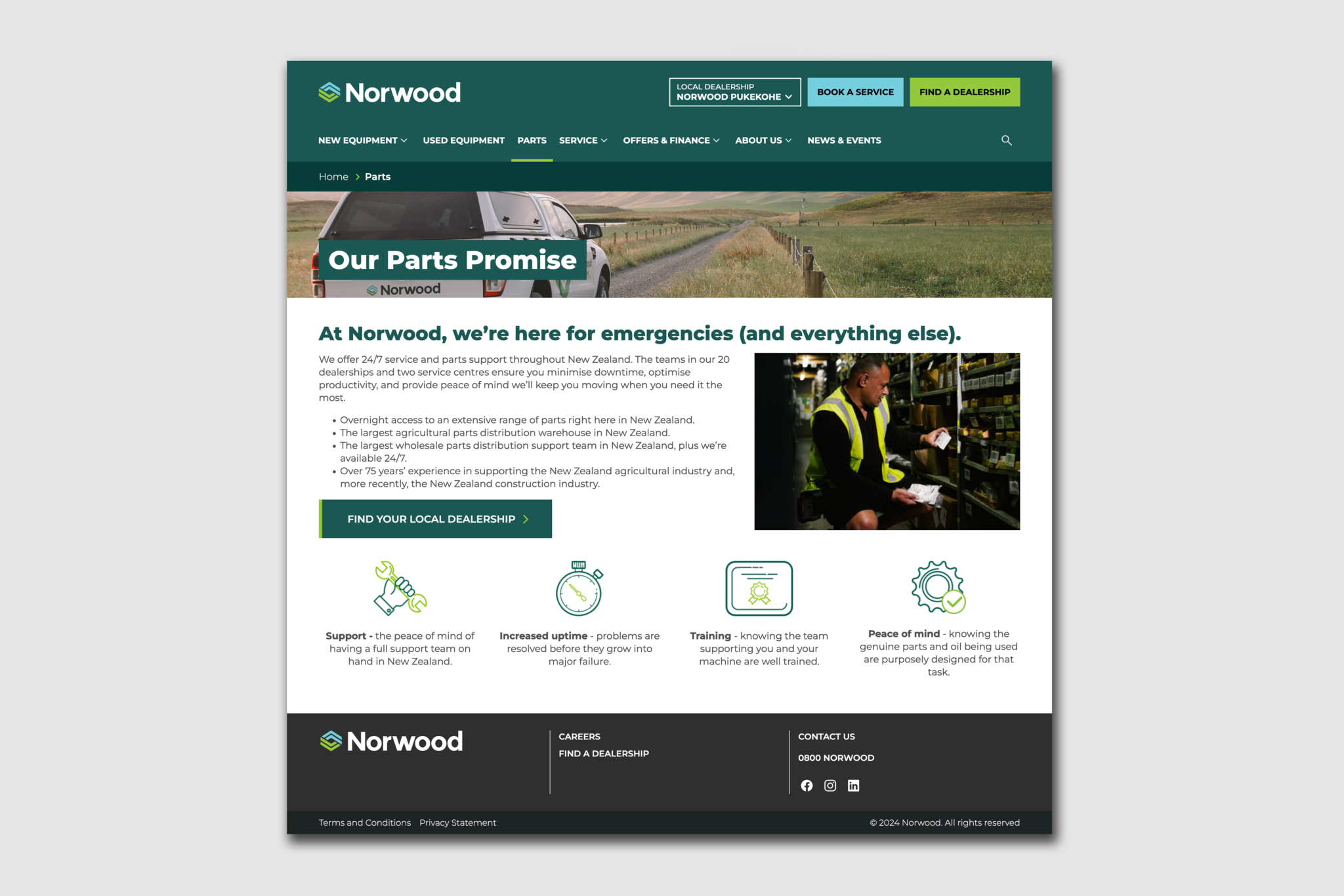 Norwood Website internal page screenshot